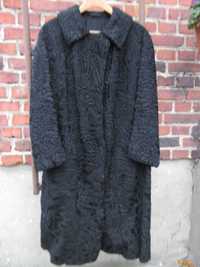 Długie futro płaszcz z karakułów naturalne Swakara czarne duży rozmiar