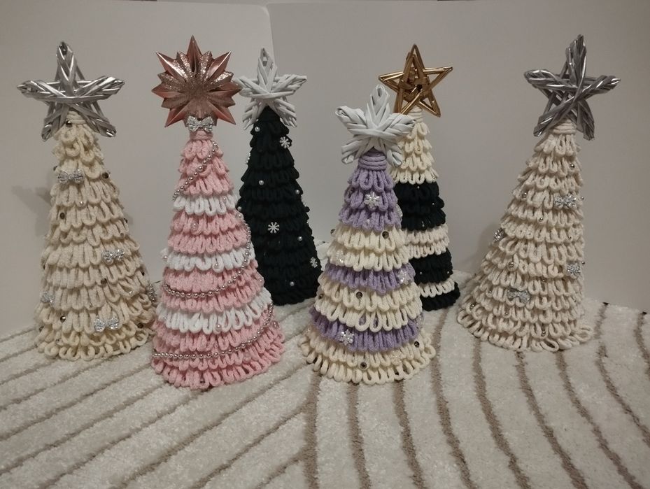 Choinki ze sznurka makrama ozdoby święta