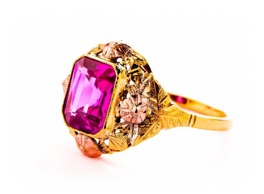 Przedwojenny Złoty Pierścionek - Wina Czar - 14K - 4,66g - Kraków