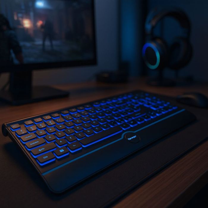 Klawiatura Usb Przewodowa Podświetlana Cicha Biurowa Płaska Gamingowa