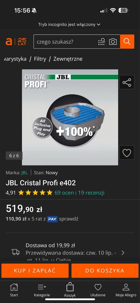 JBL CristalProfi e402 filtr zewnętrzny do akwariów nowy okazja!