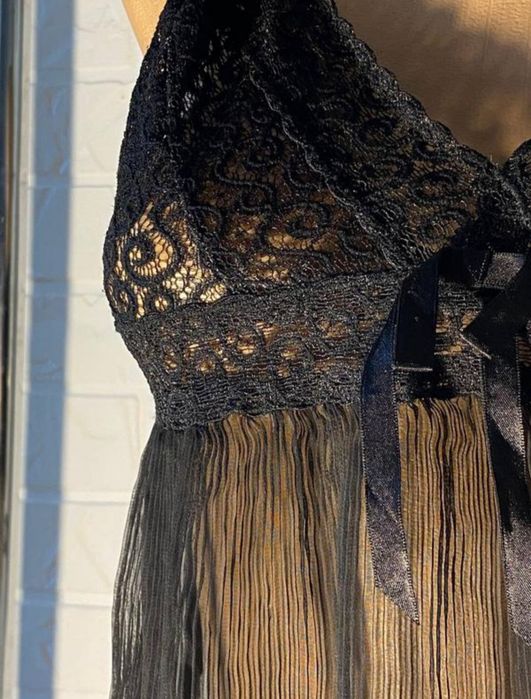 Чорний плісірований вінтажний пеньюар  marilyn monroe