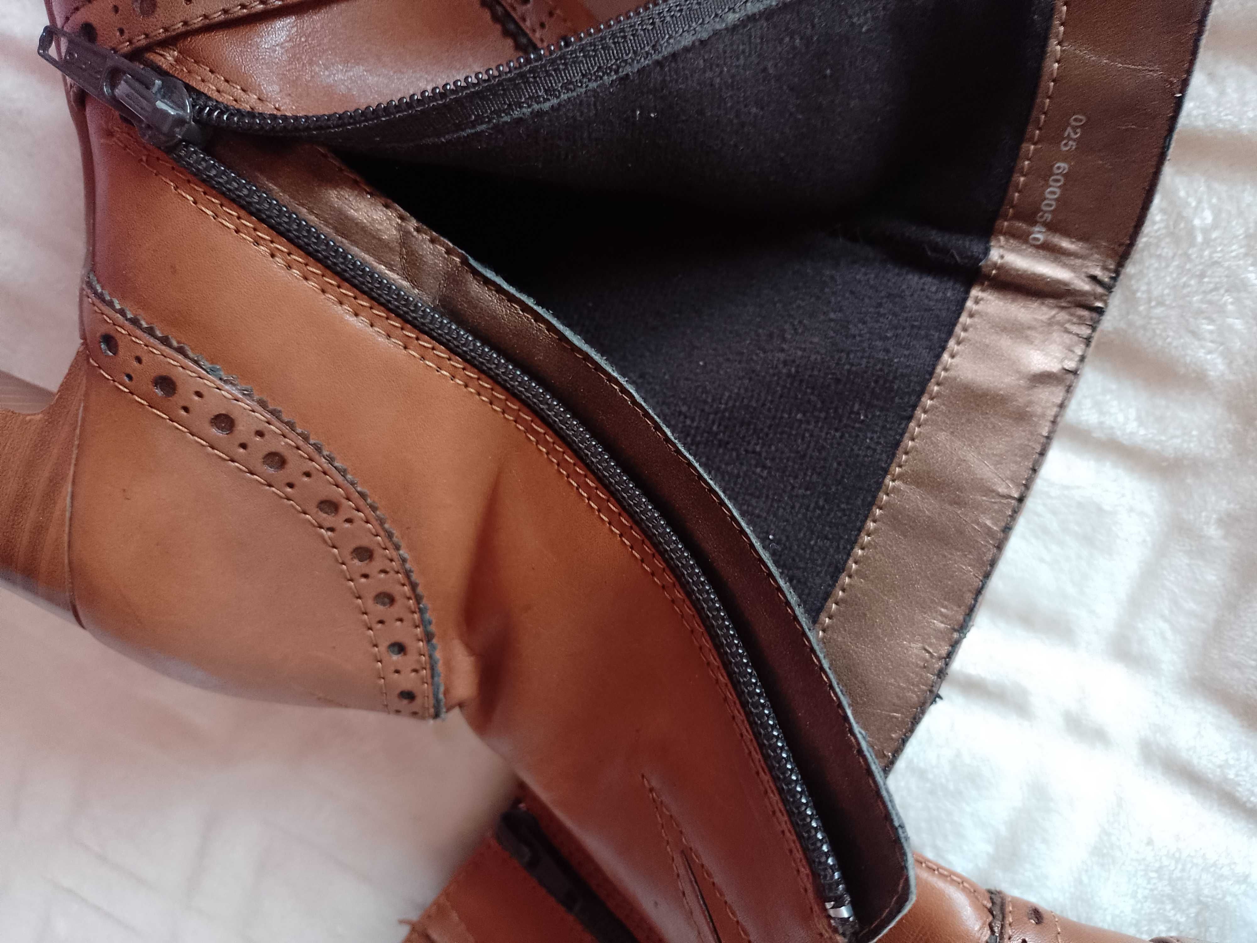 (38) Real Leather/ Skórzane Botki biznesowe z Londynu