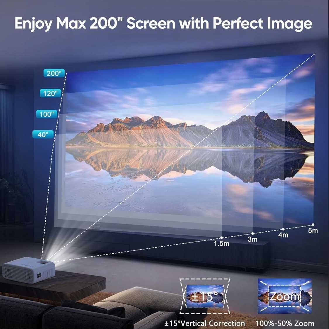 AKATUO XR21 Projektor 4K 15000l 1080p 5G WiFi Bluetooth zoom