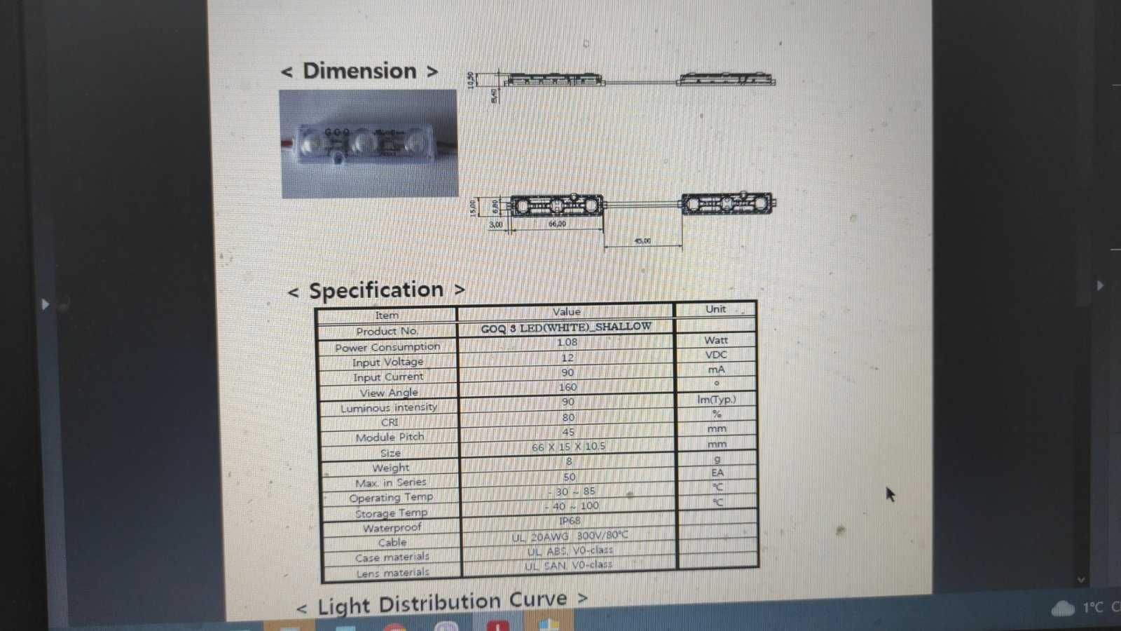 Світлодіодний модуль для освітлення Samsung 1.08W,12V, 90 lm, 160°