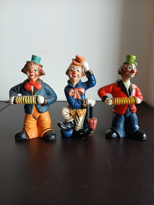 3 palhaços vintage em cerâmica