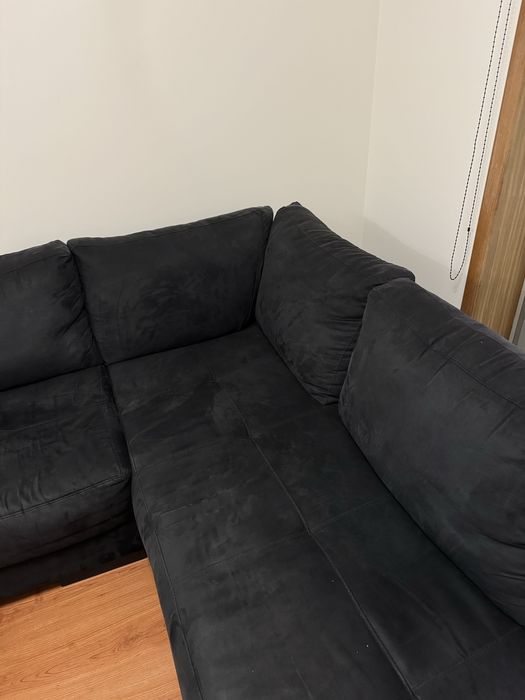 Sofa preto grande chaise long