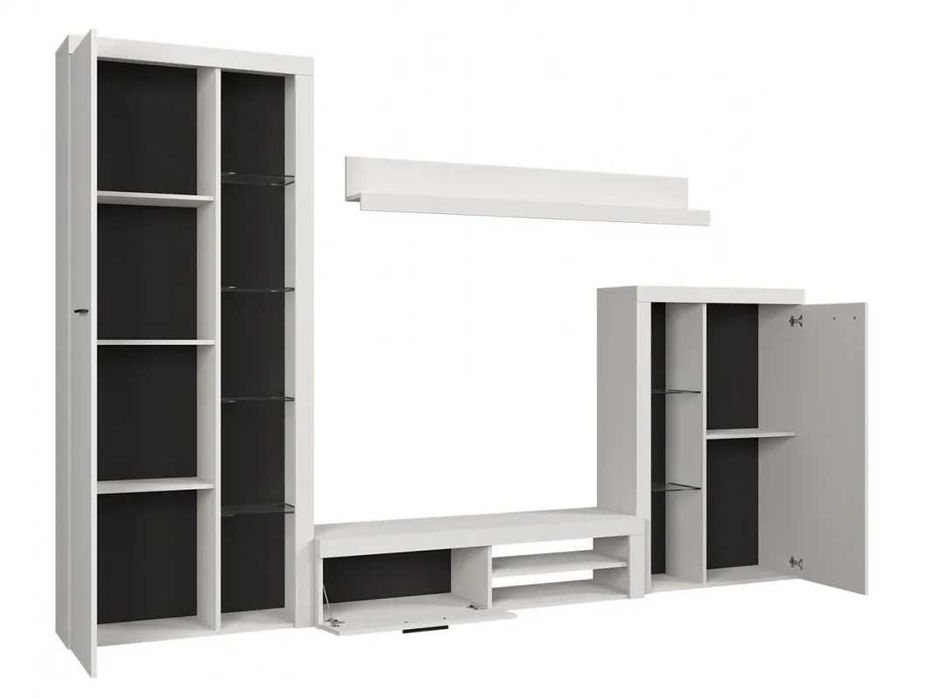 Nowoczesna meblościanka do salonu Kamaro biała zestaw mebli