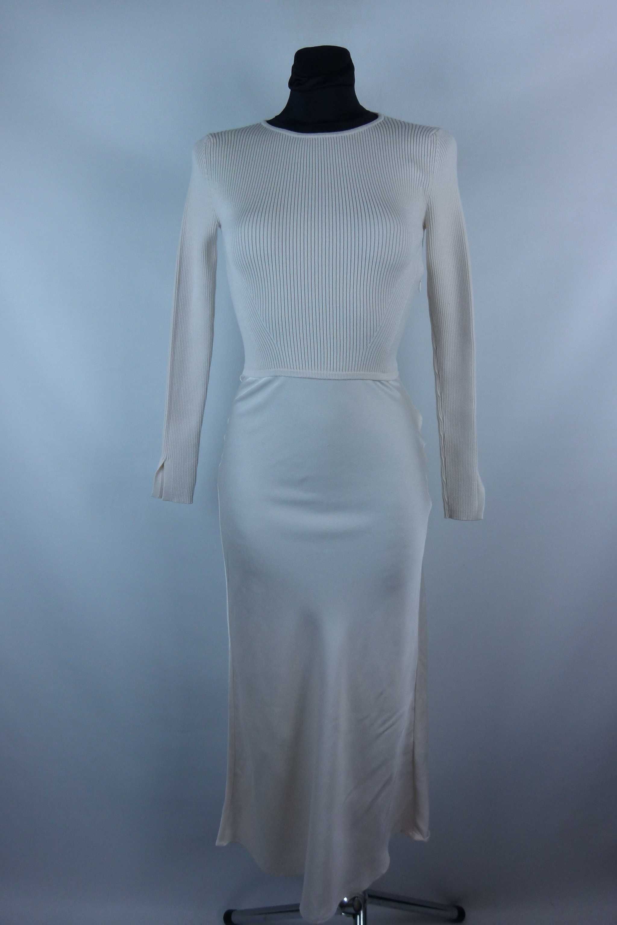 Forever New sukienka maxi ecru prążek satyna - 6 / 34