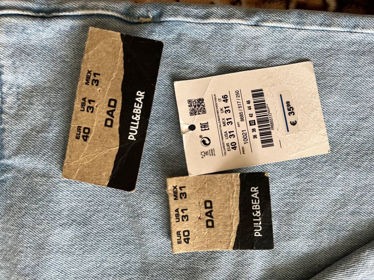 Штани pull bear jeans dad white blue jeans джинси чиноси