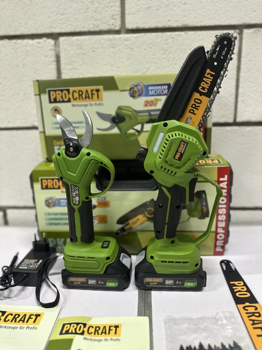 Акумуляторний садовий набір Procraft пилка Pka 45 + секатор Es 30