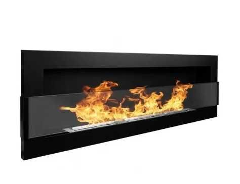 Biokominek 1200x400 czarny mat z szybą