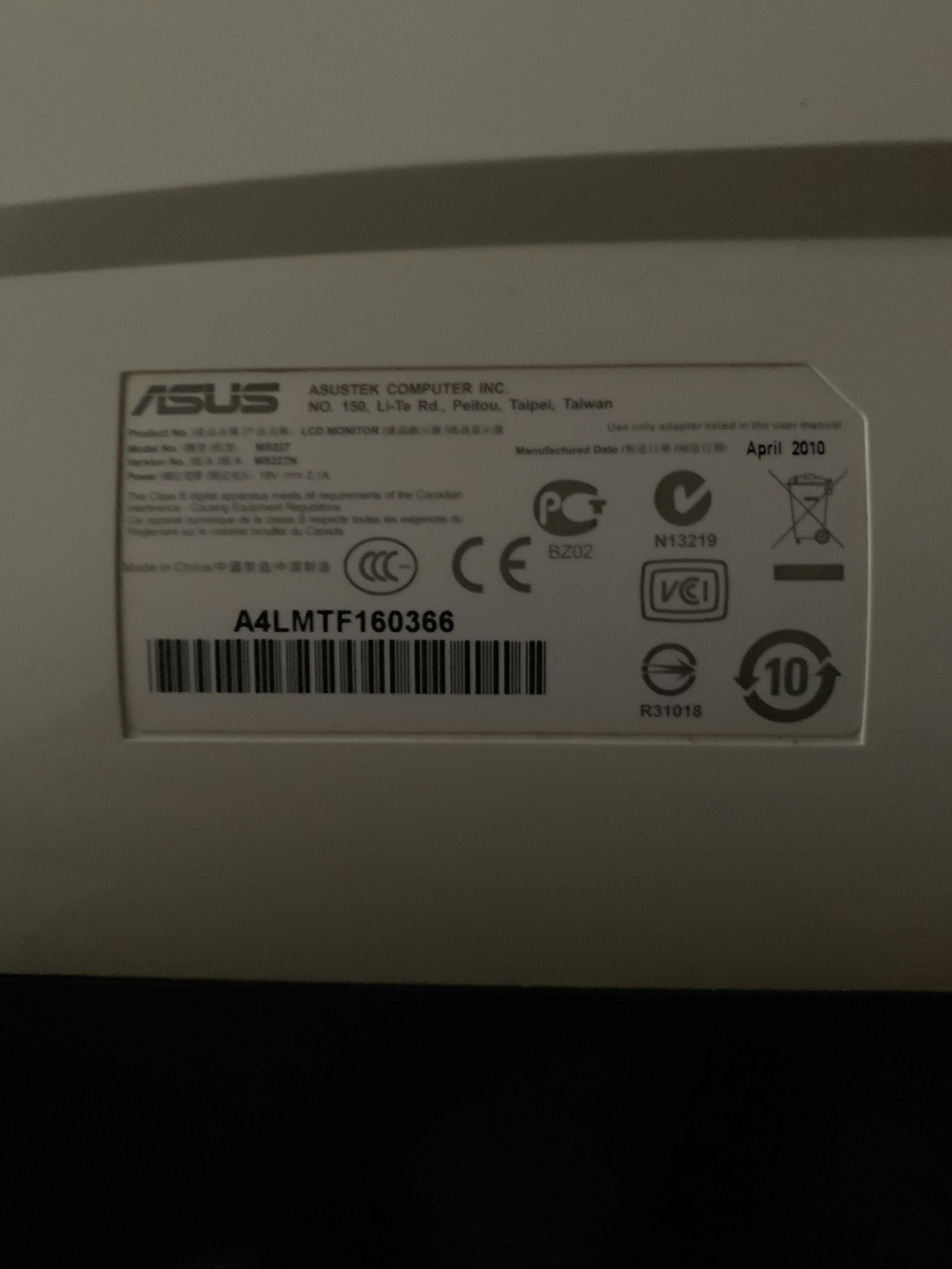 Продам монітор ASUS 22" модель A4LMFT160366