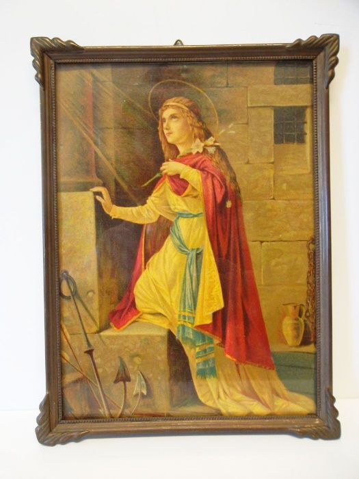 antiga imagem de Santa Filomena com moldura