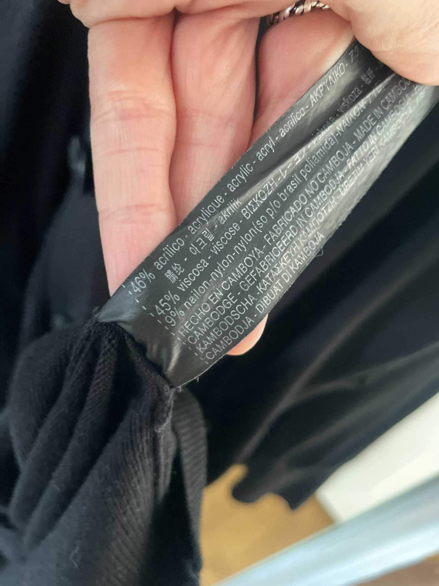 Zara kardigan czarny sweter długi cienki kieszenie wiskoza S 36 M 38