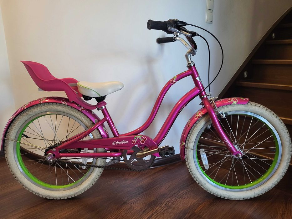 Rower dziecięcy damka Electra Cherie 20 różowy fotelik Decathlon