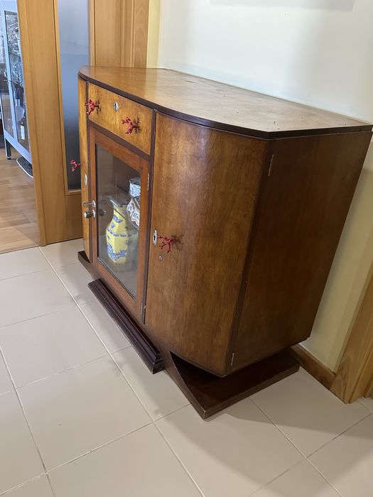 Móvel Art Deco em madeira/vidro/espelho