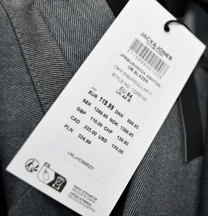 Elegancka marynarka dwurzędowa Jack&Jones 54 dark grey regular
