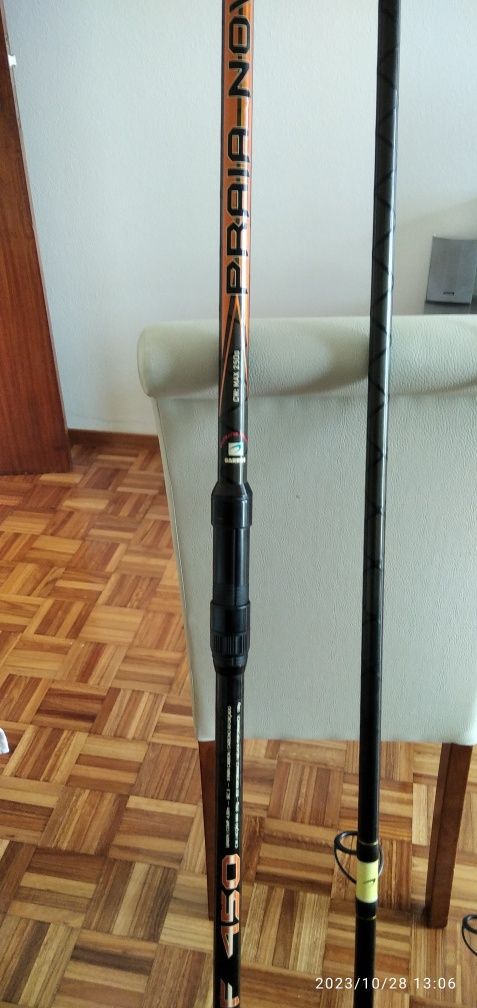 Carreto daiwa emblem spod e cana praia nova surf 450