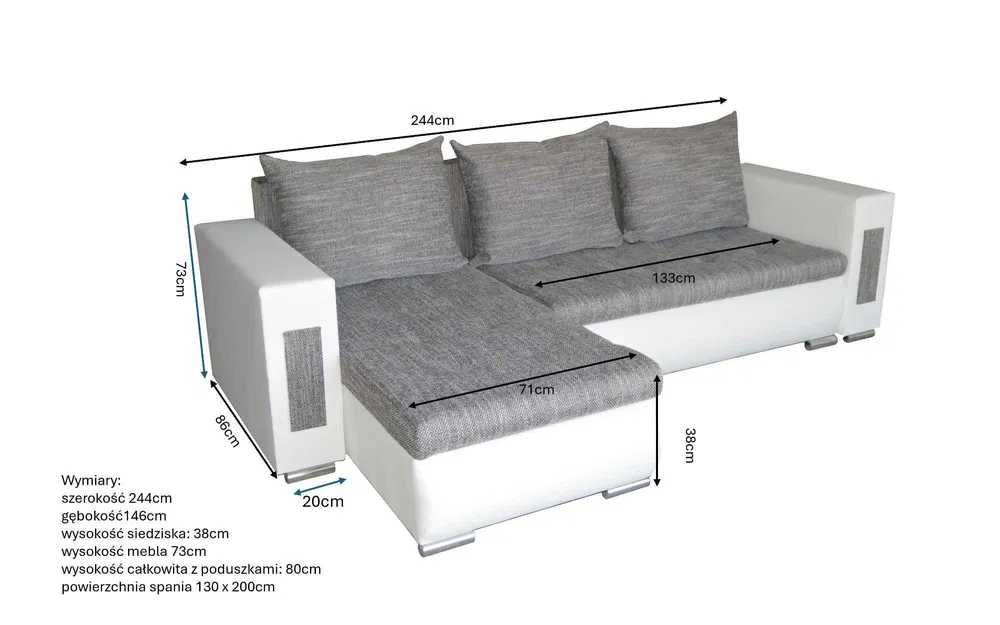 Sofa narożna Berlin L - dostawa 0zł!
