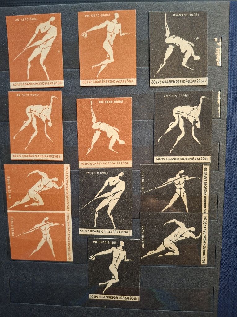 Etykiety zapałczane PRL  Olimpiada Rzym 1960 Kolekcjonerskie