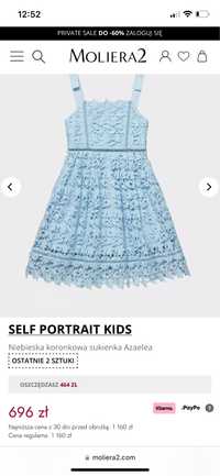 Self Portrait Kids Niebieska koronkowa sukienka Azaelea