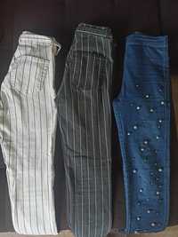 3 pary spodnie rurki Skinny jeans XS Bershka i calzedonia