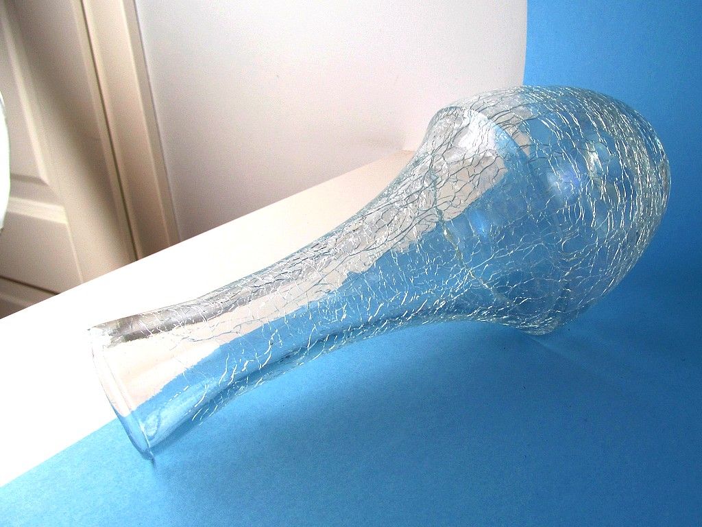 huta ingrid wazon 1970 szkło lodowe krakelura