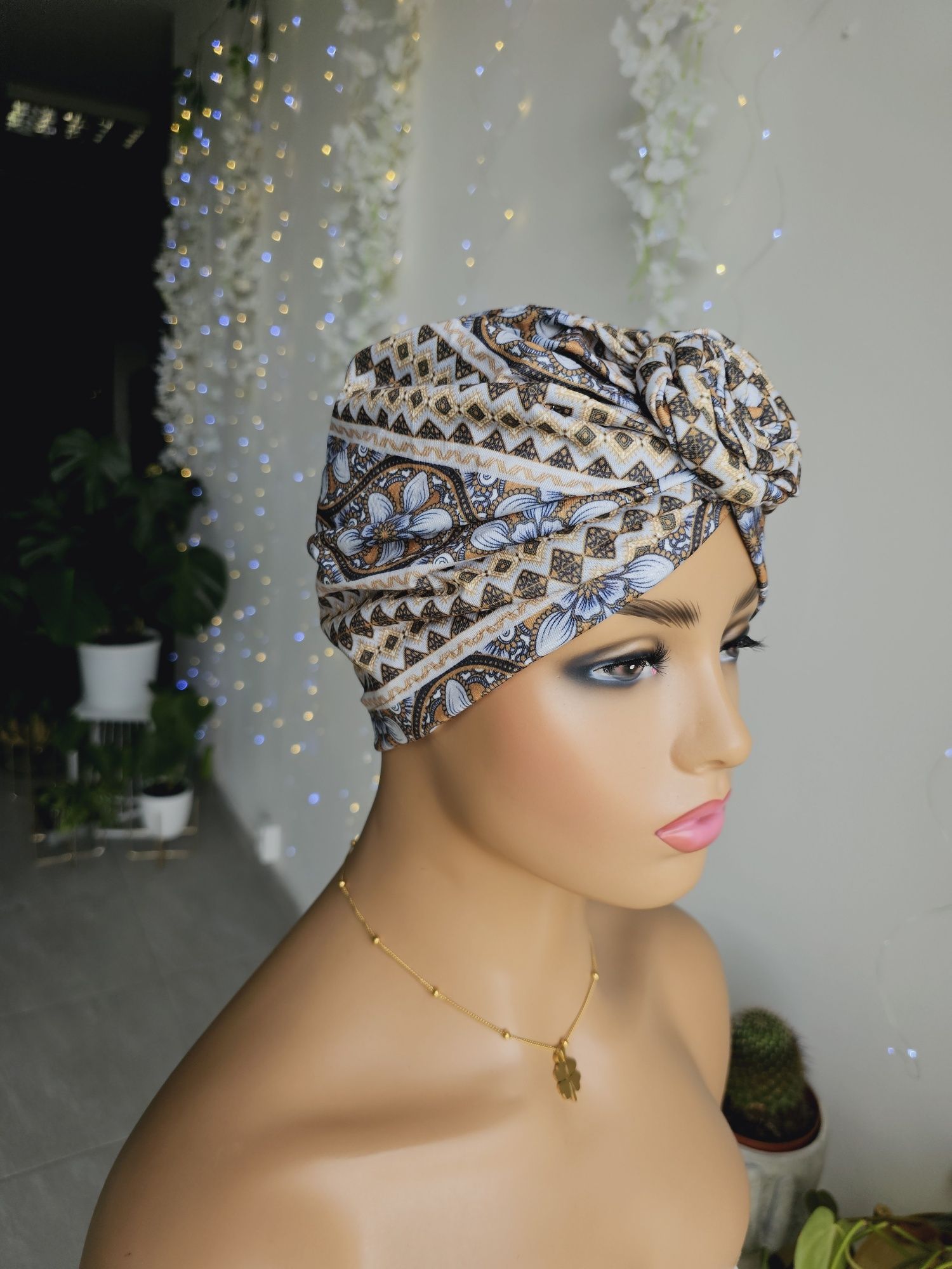 Turban czapka chustka na głowę w trakcie leczenia chemioterapii Soa
