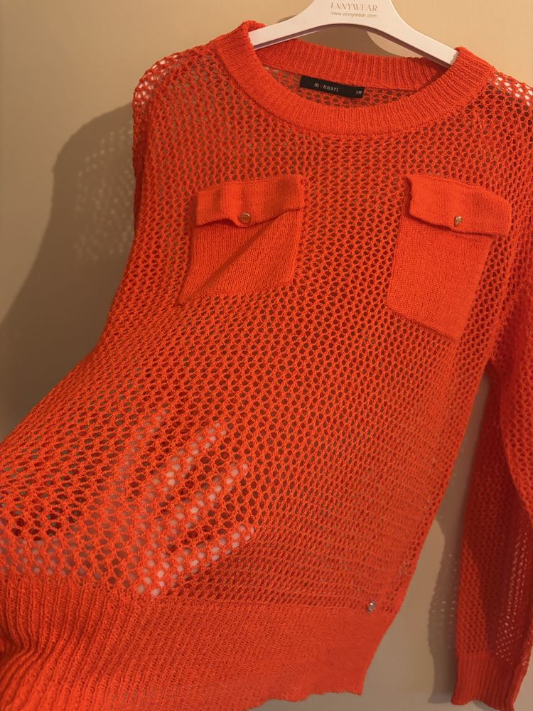 Sweter siateczkowy pomarańczowy Monnari