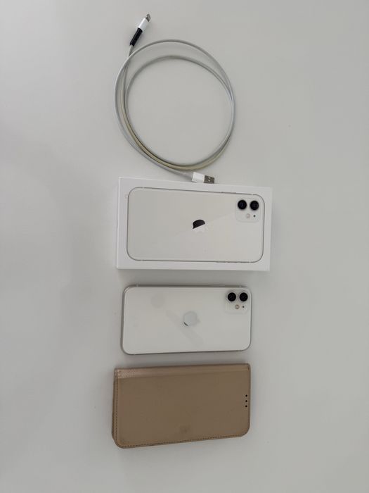 Iphone 11 64gb bialy kpl + etui stan bdb
