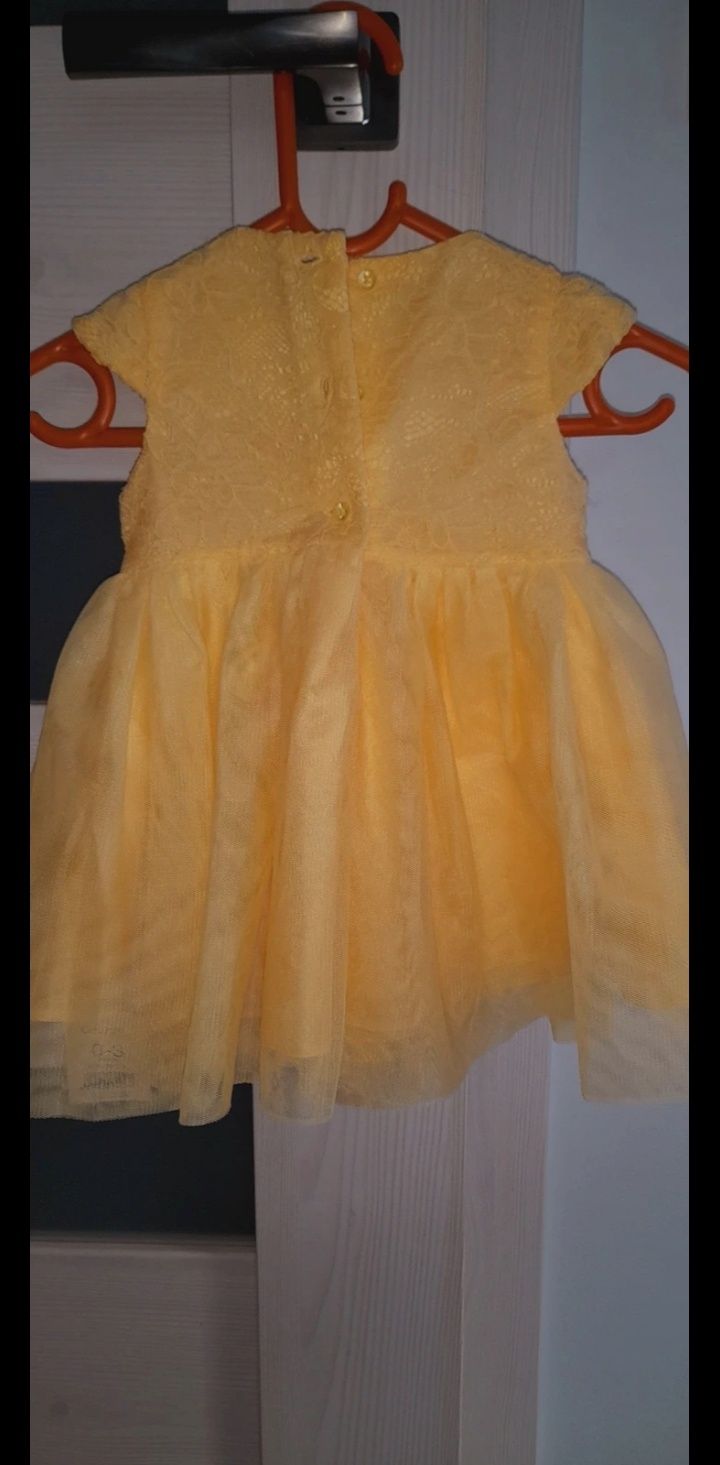 Sukienka żółta tiul George 0-3mca sesja święta r. 62 cm