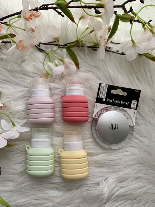 Zestaw podróżny składane pojemniczki lusterko