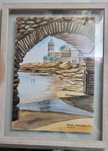 Quadro com aguarela do farol sta marta cascais