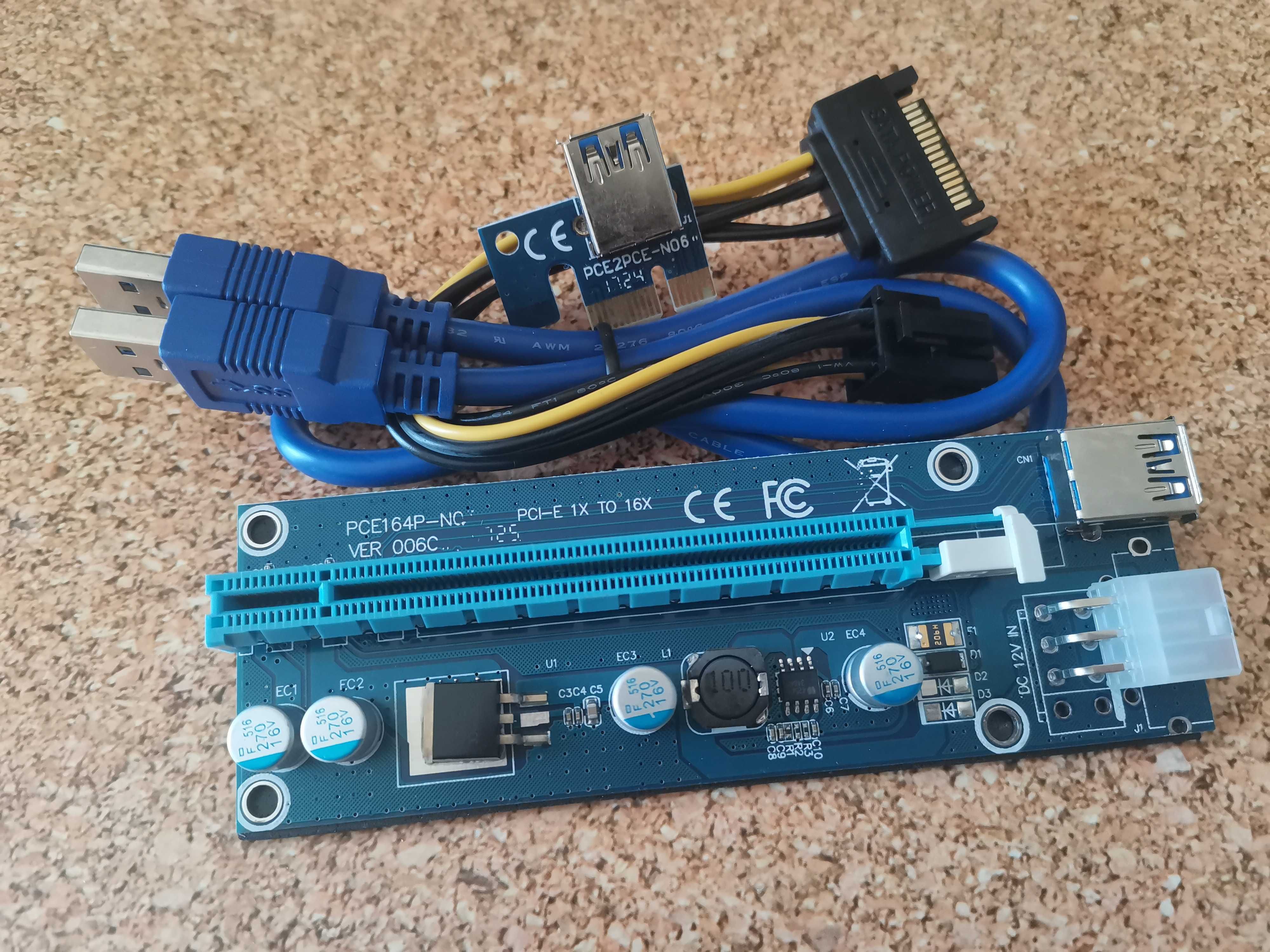 RISER PCI-E 1x to 16x ver 006C zasilacze 6 pin GPU