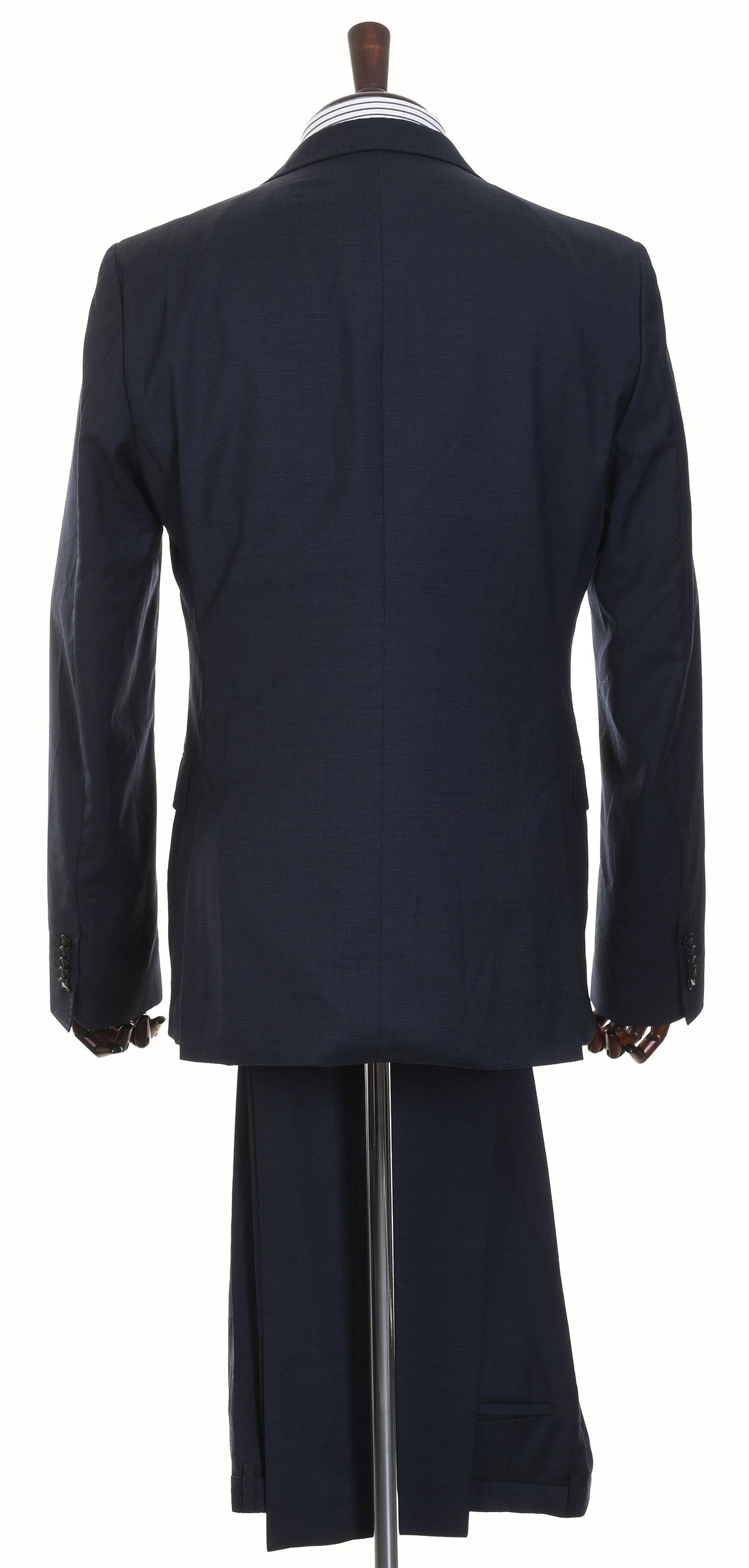 STRELLSON EXTRA SLIM FIT granatowy garnitur męski w krateczkę wełna 52