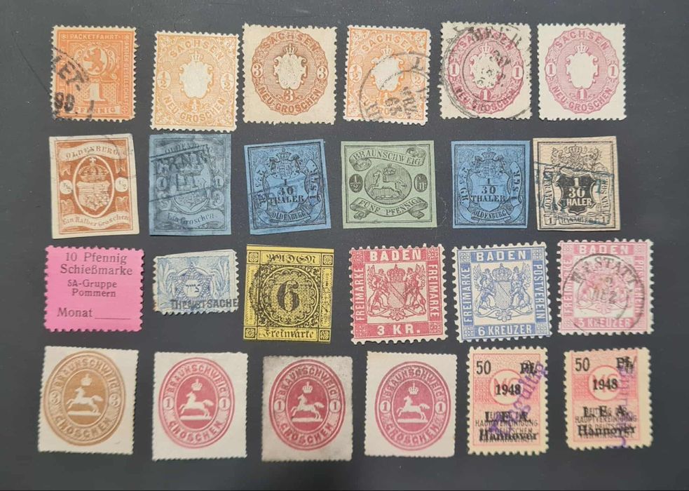 Znaczki Stare Niemcy Oldenburg i inne wartościowe.