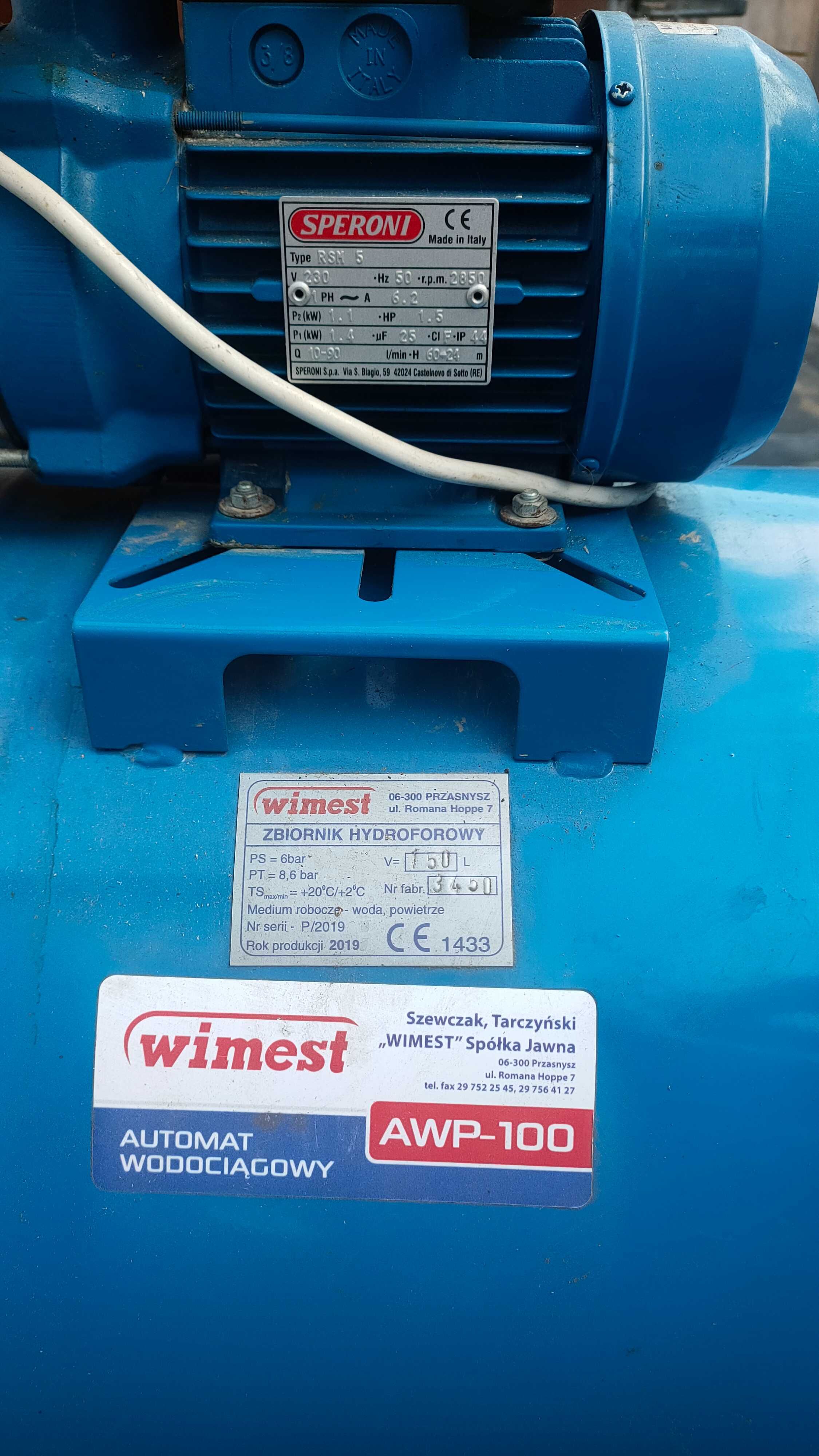 Pompa hydrofor ze zbiornikiem 100l Speroni Awp 100