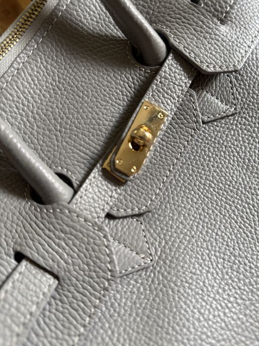 Torba kuferek Laura Biaggi skóra szara 35 cm