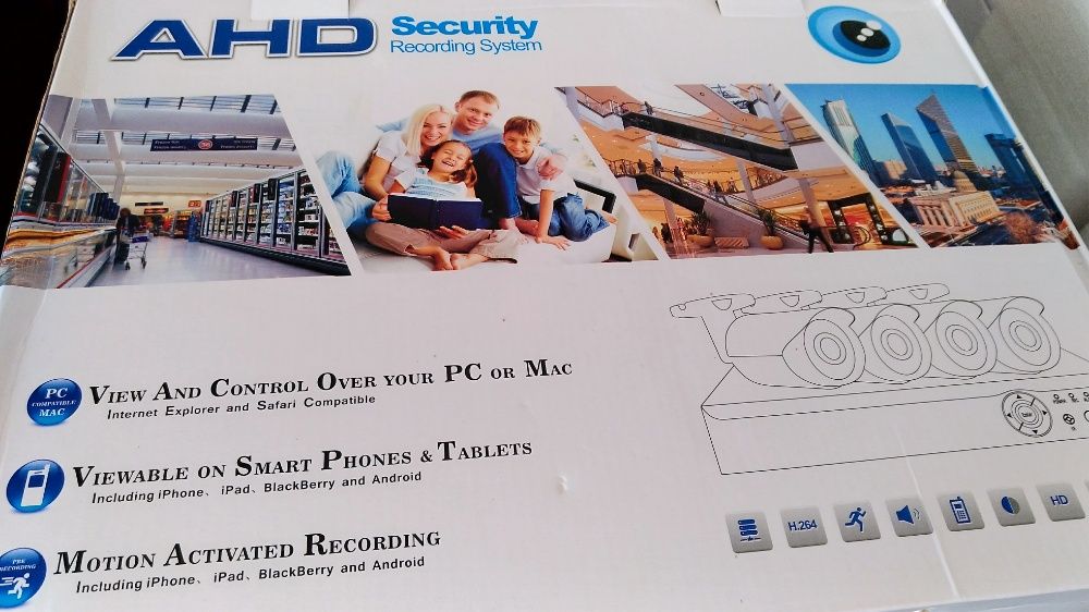 sistema video vigilancia 1080p 4tb AHD 4 cabos 20m Android ios iphone