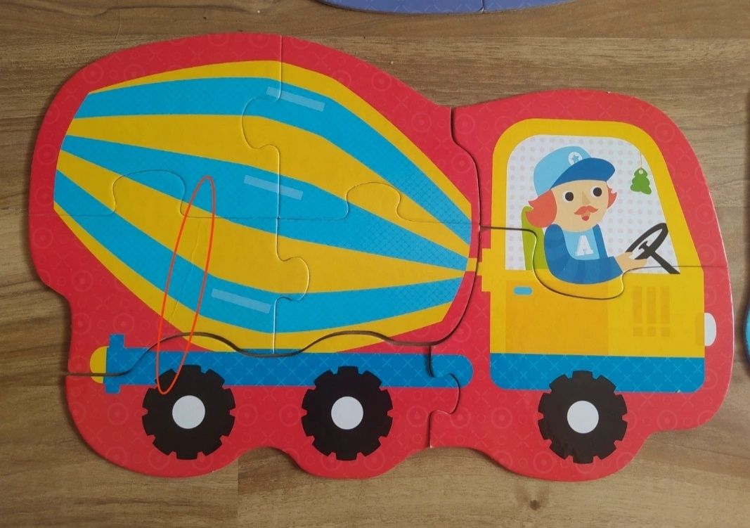 Puzzle Czu czu pojazdy budowlane, przeciwieństwa i zwierzęta