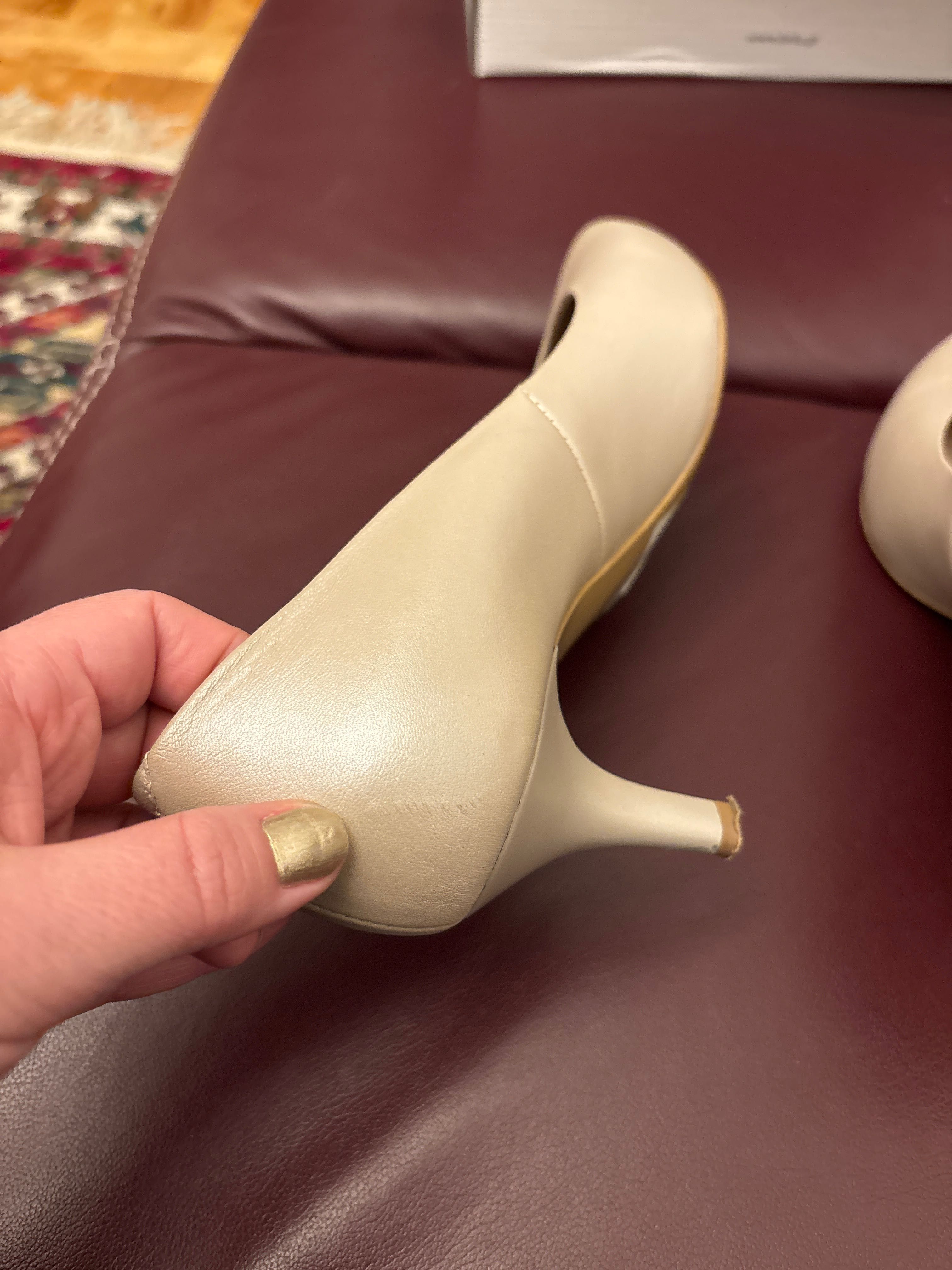 Buty ślubne czółenka obcas ecru skóra naturalna  Kotyl 37