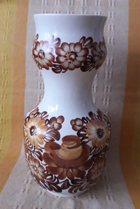 WAZON KOŁO fajans sygnowany ręcznie malowany  28.5 cm