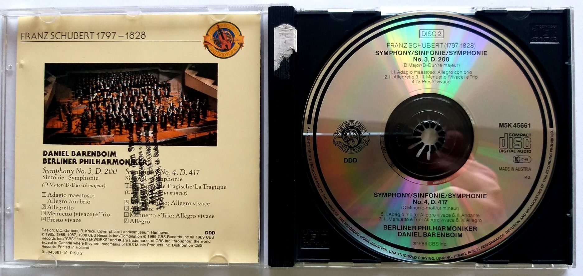 Schubert Symphony No. 3 No. 4  1989r
