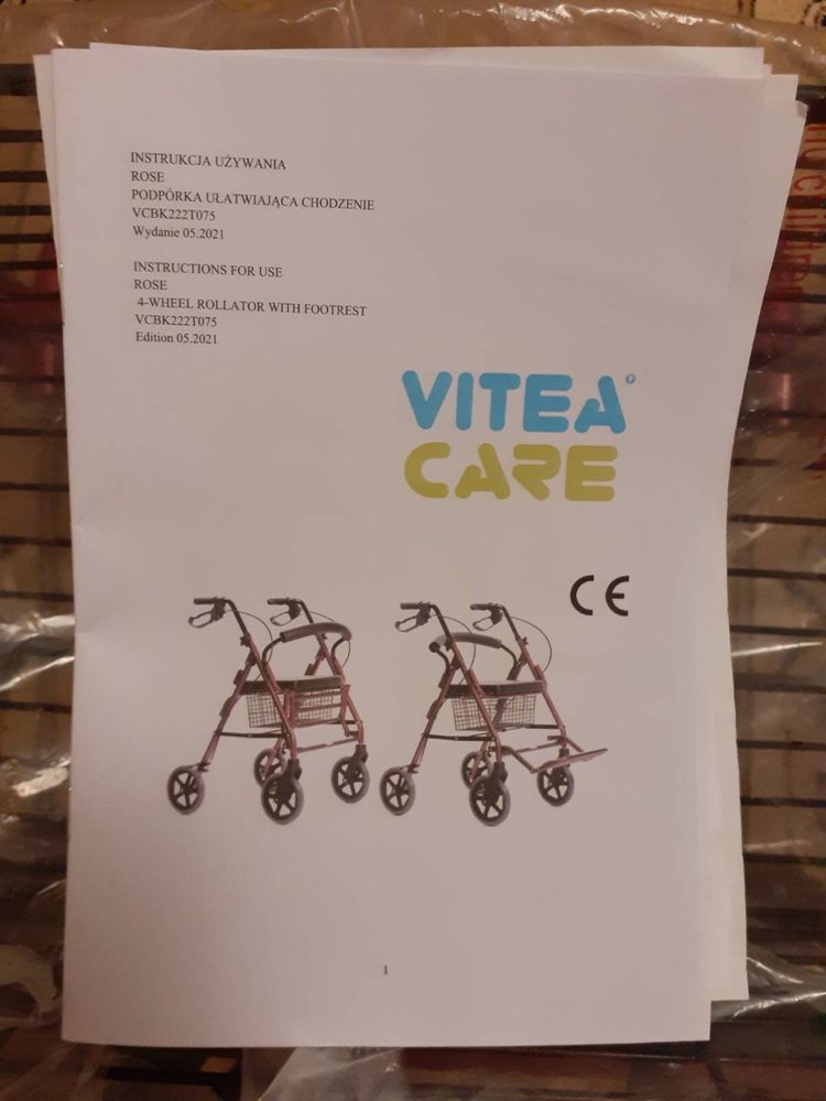 Wózek chodzik balkonik dla seniora ViteCare + koszyk - NOWE