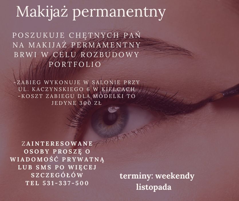 Modelki na makijaz permanentny brwi- promocja!