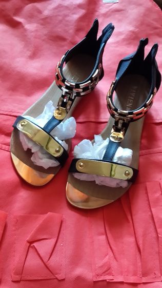 босоножки сандалии сандали в греческом стиле черные/ золото без каблук