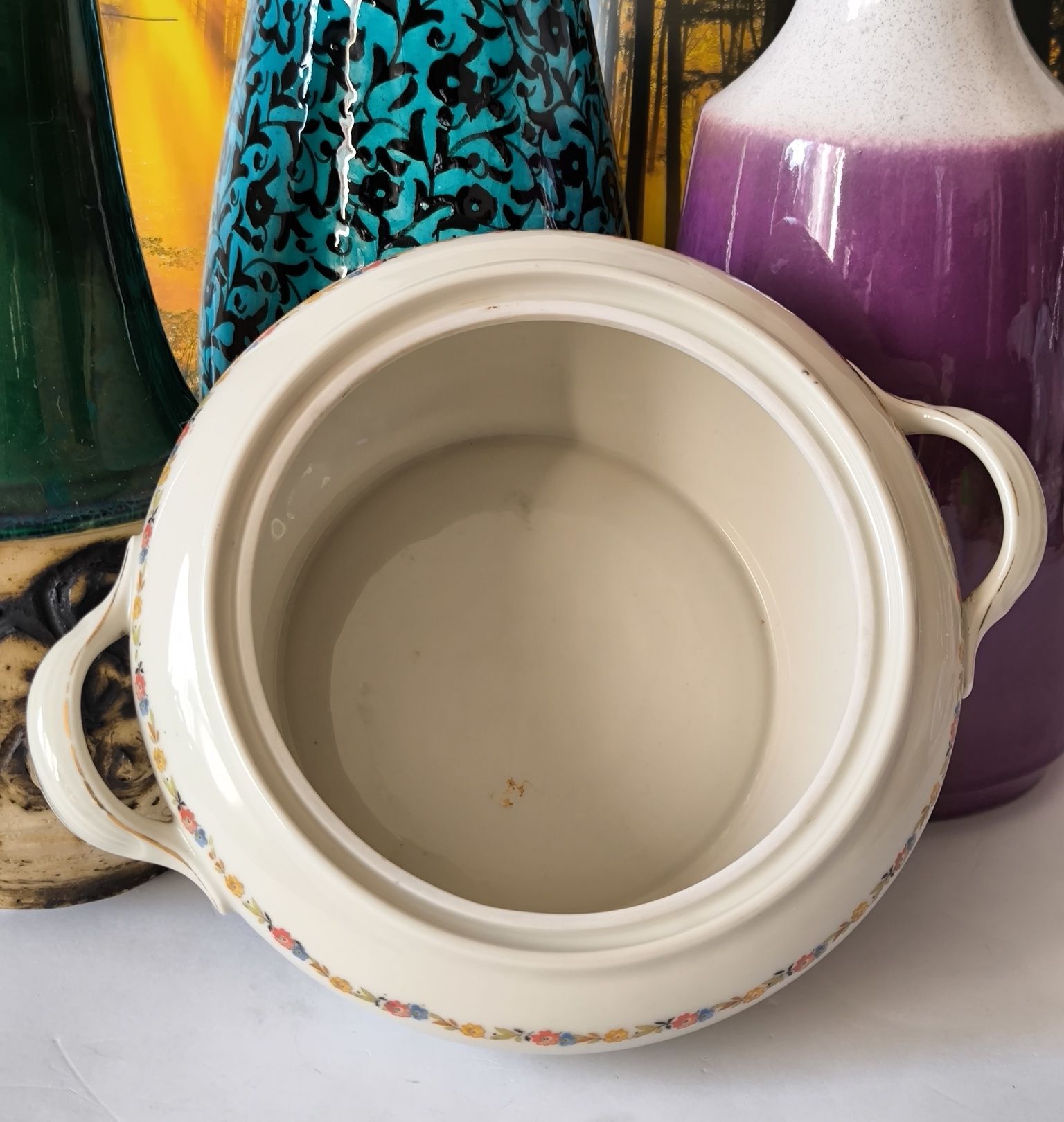 Waza KPM  osłonka na zioła piękna stara porcelana ecru Royal Ivory