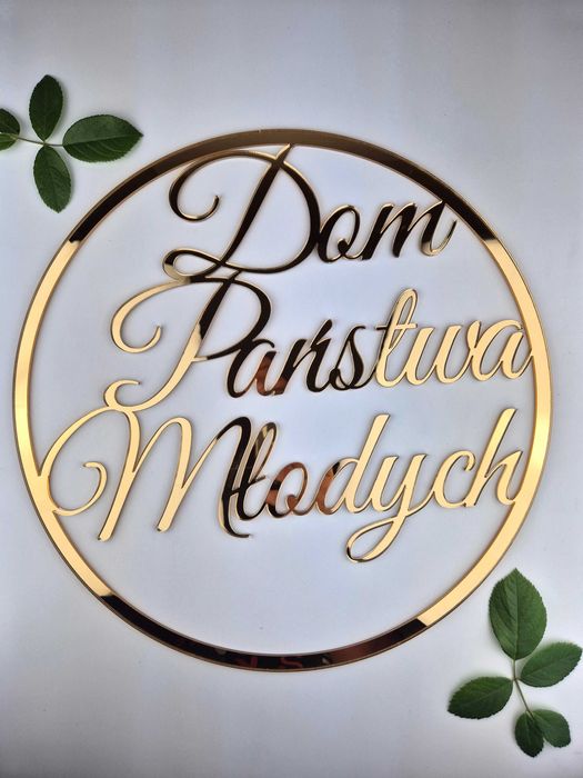 Koło obręcz pleksi złote lustro Dom Państwa Młodych 1 szt. 35cm