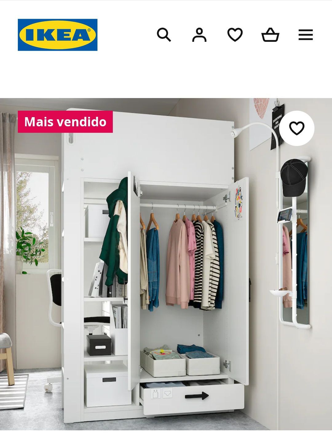 Cama alta IKEA SMÅSTAD
Cama alta, branco cinz/com secretária c/4 gavet